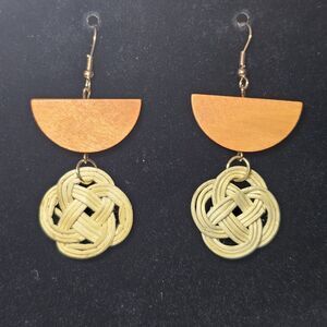 Large Wood Knotted Dangling Earrings